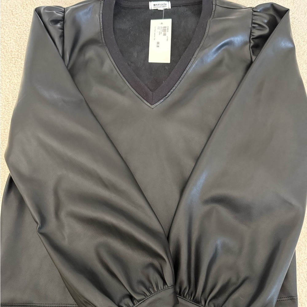 LA Made Black Puff Sleeve Blouse